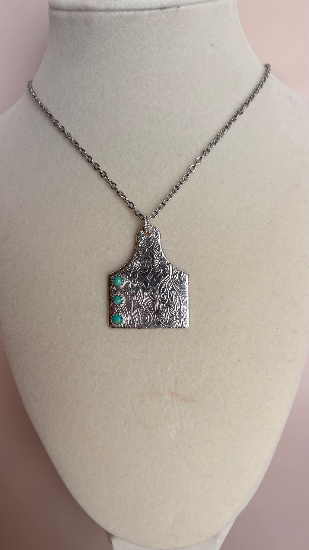 Cow Tag with Turquoise Stones