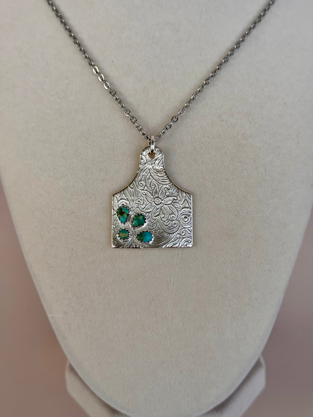 Cow Tag With Turquoise Stones
