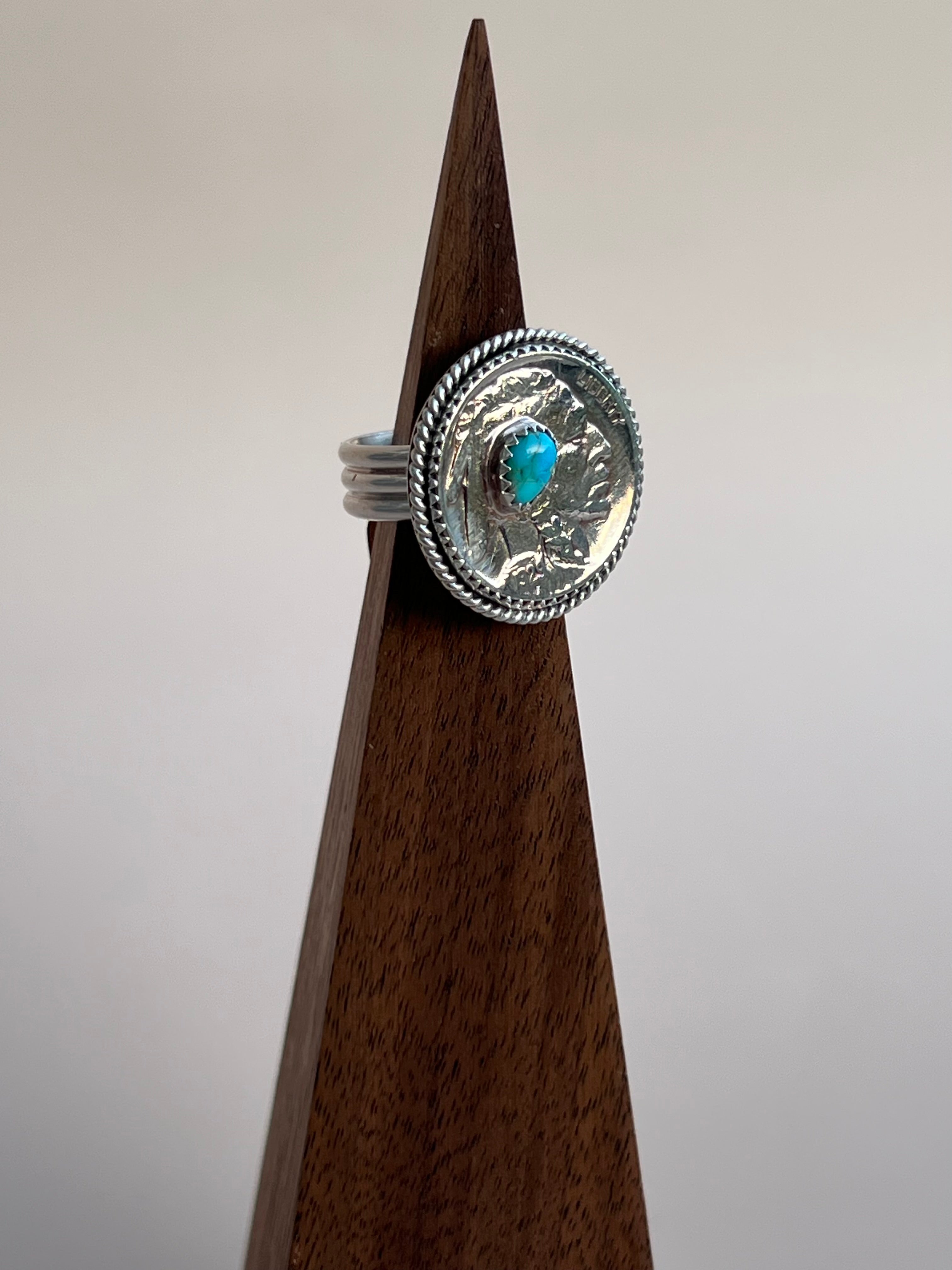 Buffalo Nickel and Turquoise Size 8.5