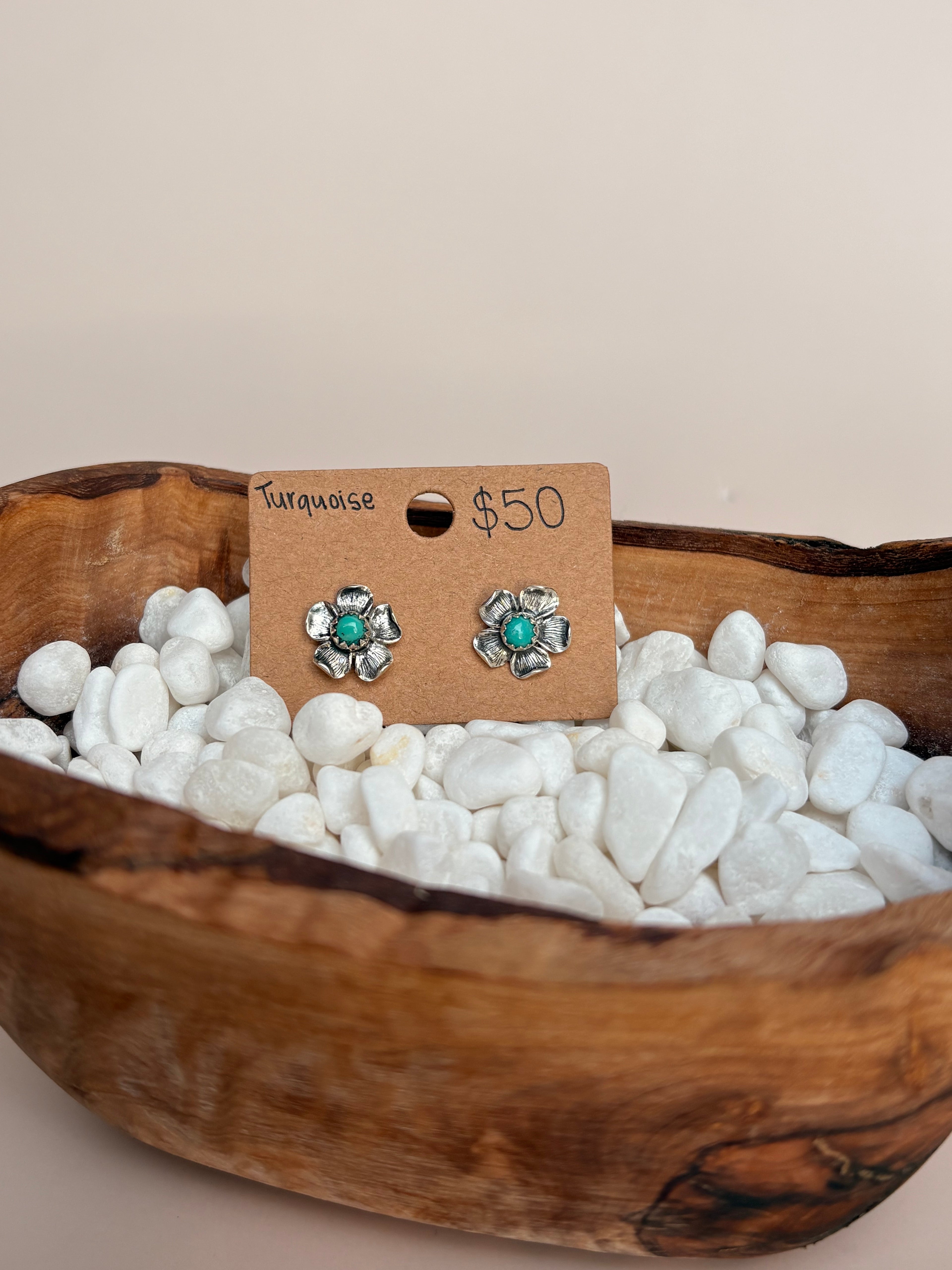 Turquoise Flower Studs
